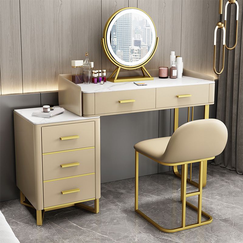 Bedroom Make-up Vanity Luxurious Stone Top Makeup Vanity Desk Table