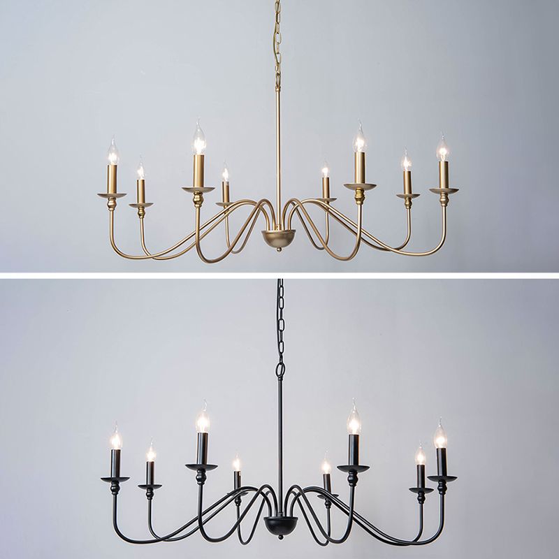 Chandelle suspendue à la bougie Light Light Traditional Swooping Bras Plafond Chandelier pour le salon