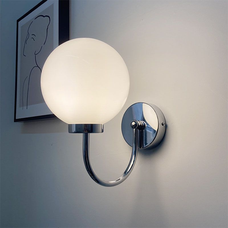 Contemporary 1-Light Wall Sconce Spherical Glass Wall Mounted Light for Living Room