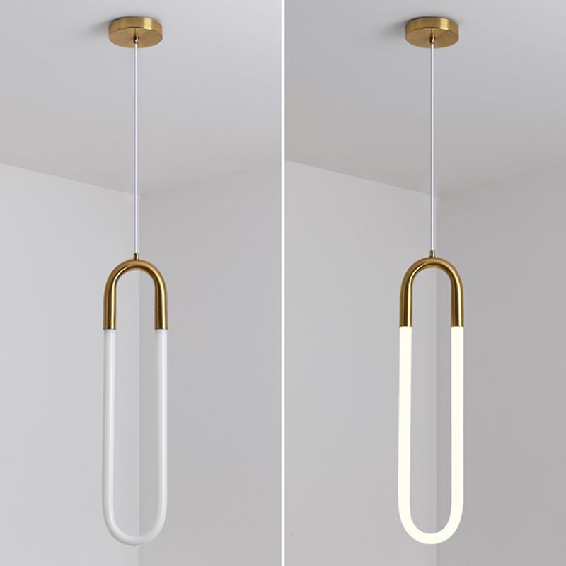 Gold Round Shape LED Pendant Lamp Modern Minimalist Metal Hanging Lamp for Living Room