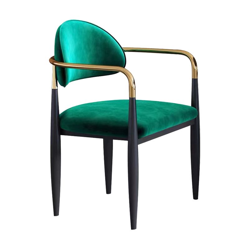 Glam Style Arm Chair Velvet Open Back Dining Chair for Home Use