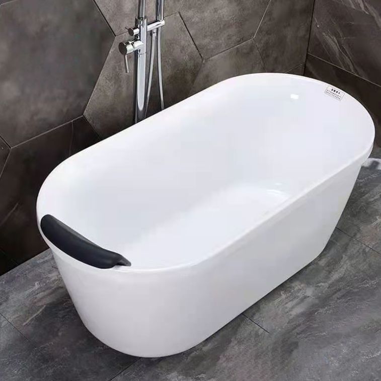 Freestanding Soaking Bath Back to Wall Modern White Bathtub With Faucet