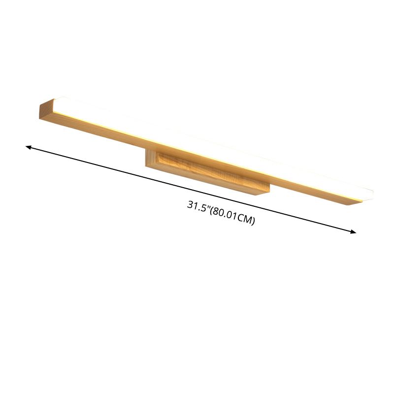 Nordic Natural Oak Vanity Sconce Fixture Simplicity Style Vanity Light in Acrylic Shade