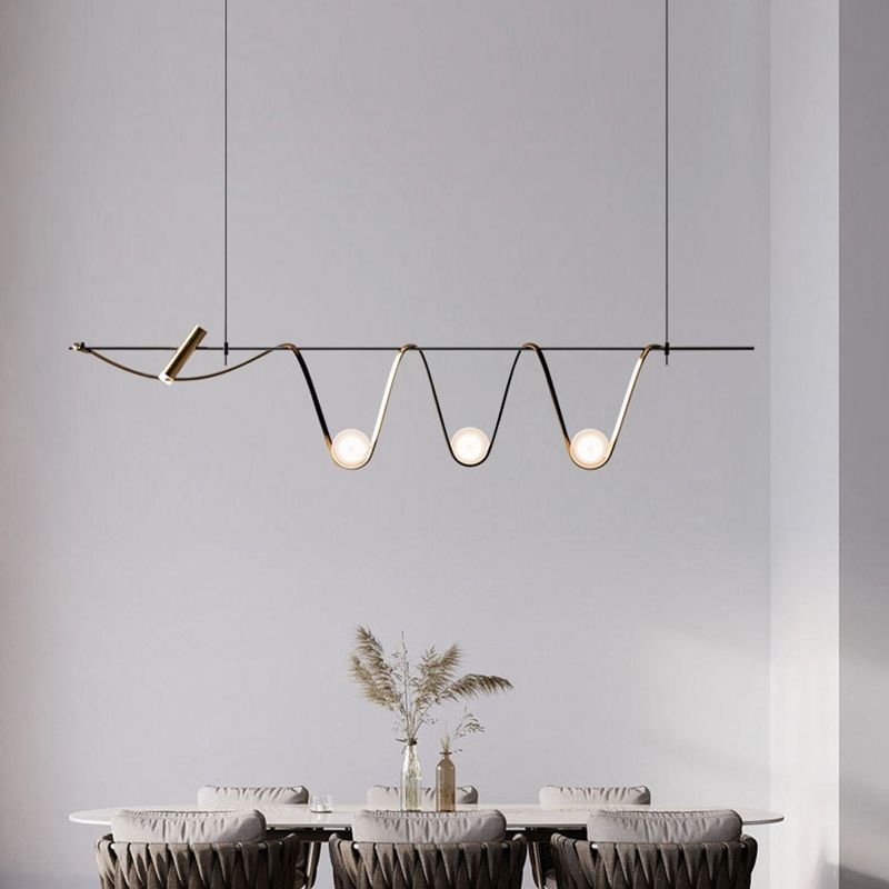 Iron and Glass Ceiling Pendant Lighting Modern Linear Kitchen Island Fixture