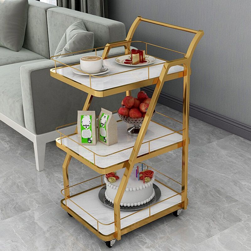 Open Storage Modern Prep Table Home Dining Rolling Prep Table