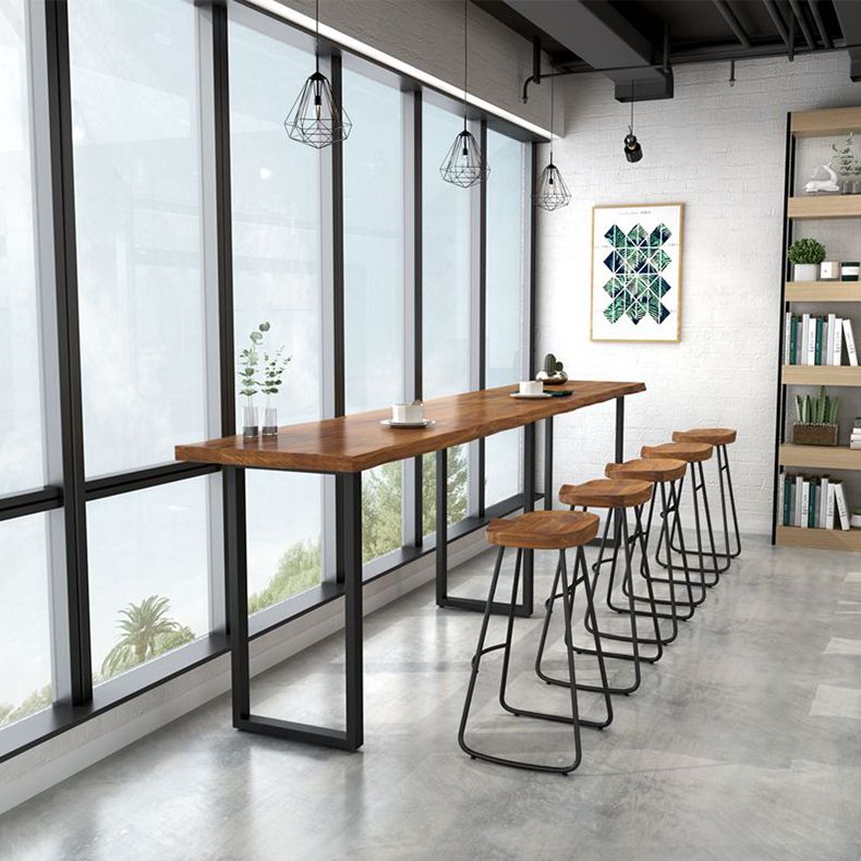 Modern Bar Table Set 1/2/5 Pieces Rectangle Pine Wood Counter Table with High Stools