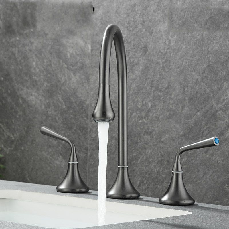 Double Handle Tub Filler Deck Mounted High Arc Brass Modern Roman Tub Filler