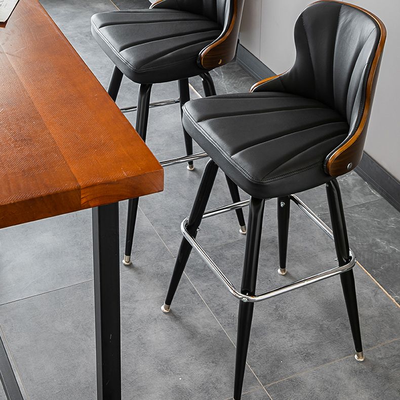 Arm Less Modern Bar Stool Footrest Leather Coffee Shop Bucket Counter Stool