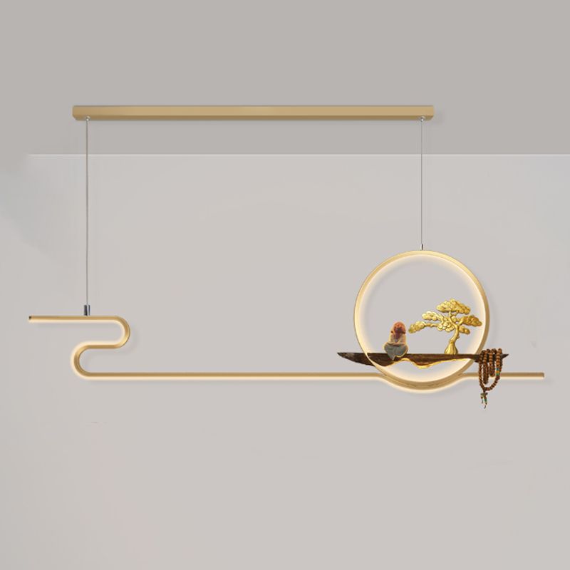Linear LED Island Chandelier Lights Ceramics Modern Hanging Lamp for Dining Room