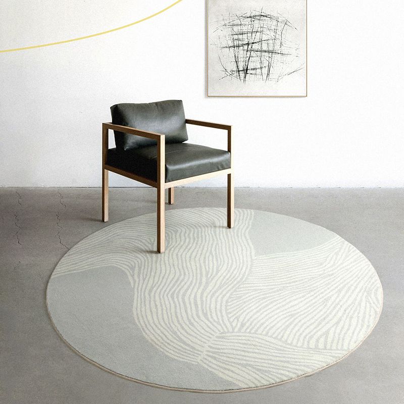 Modern Stripe Pattern Rug Grey Polyester Area Rug Non-Slip Backing Area Carpet for Home Decor