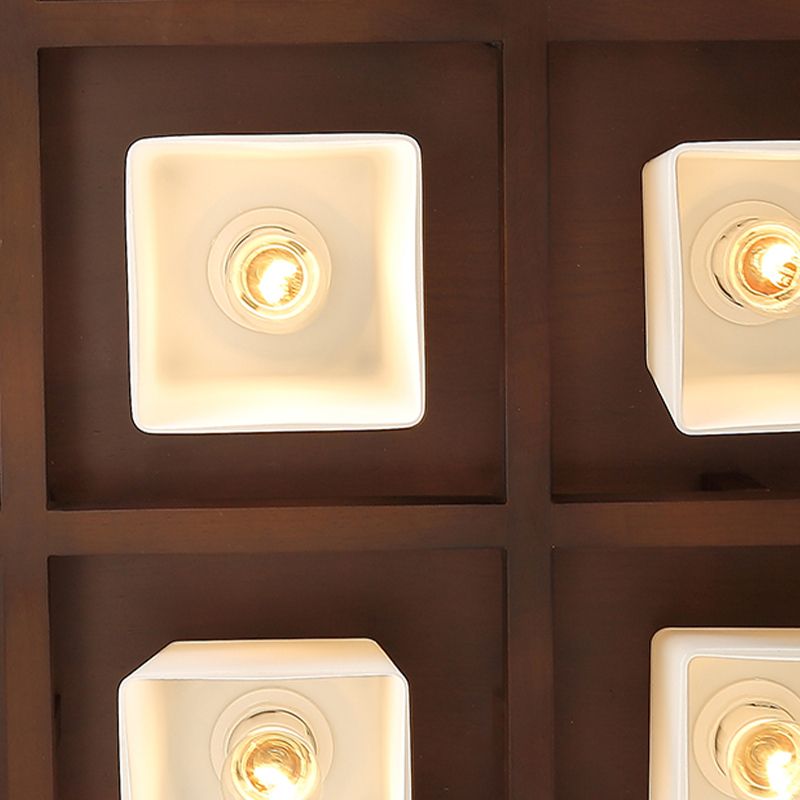 Modern Simple Wooden Ceiling Light Geometry Shape Ceiling Lamp for Bedroom