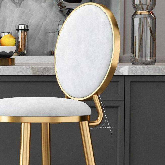 Nordic Armless Backrest Counter Stool Steel Kitchen Bar Stool with Cushion and Pedal