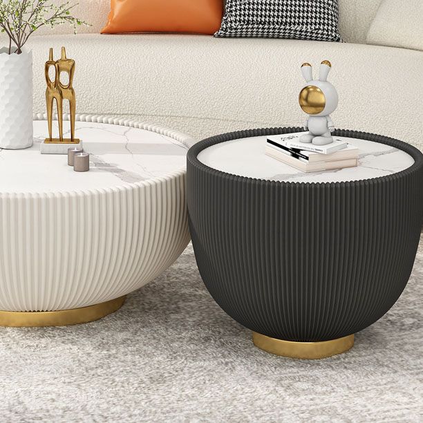 Modern Style Round Coffee Table Stone Top Coffee Cocktail Table