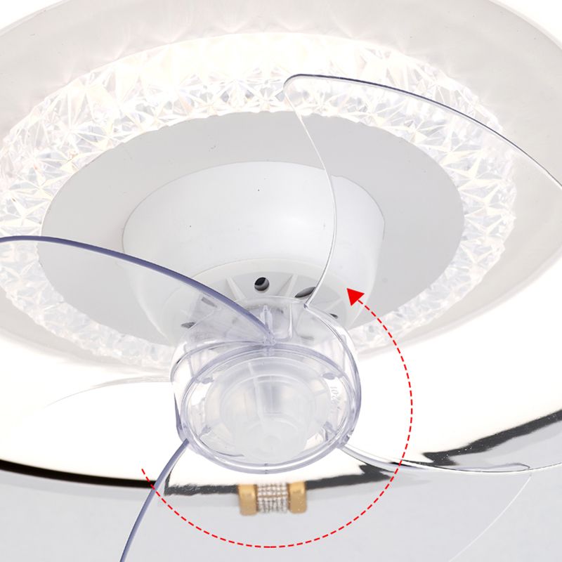 Round Bedroom Flush Mount Fan Lamp Metallic Nordic Style LED Semi Flush Light