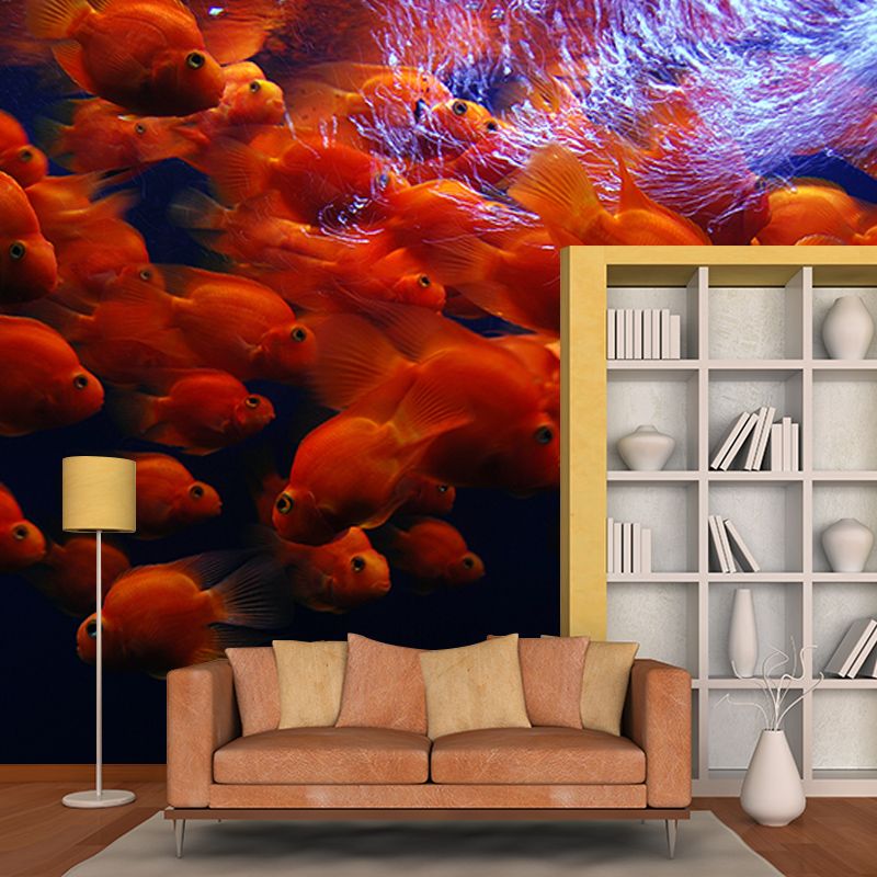 Rich Marine Life Mural Wallpaper Moisture Resistant Wall Covering for Sitting Room