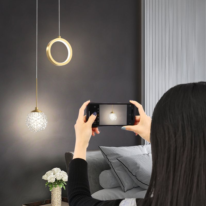 2-Light Spherical Hanging Pendant Modern Style Glass Hanging Lighting for Living Room