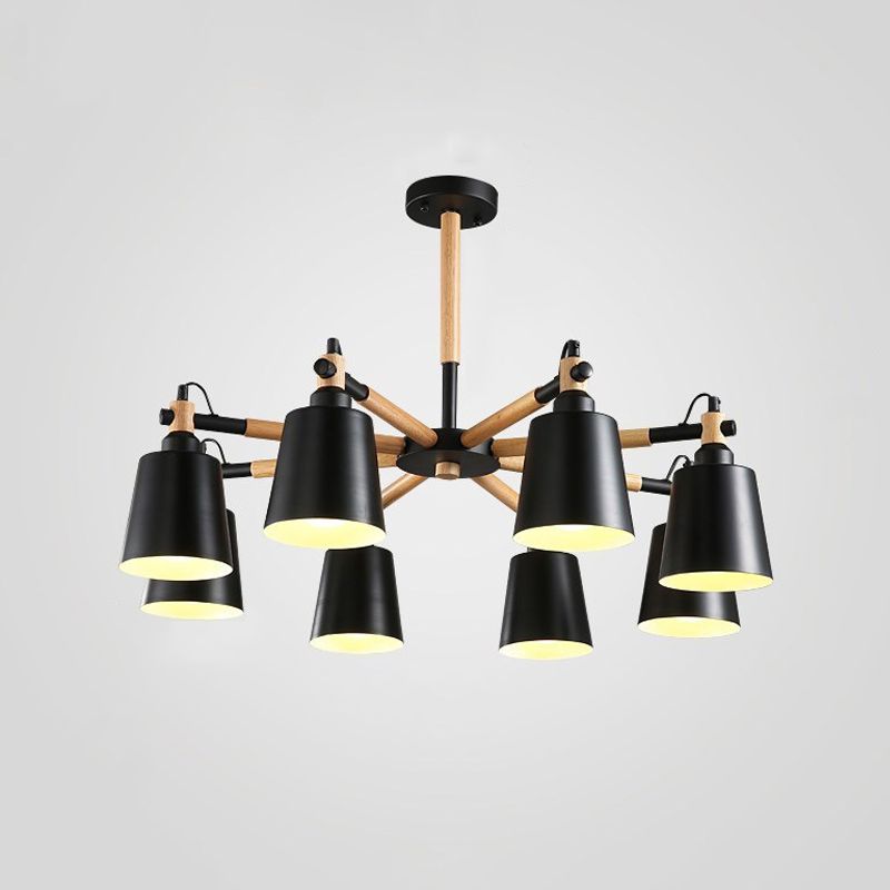 Nordic Colorful Chandelier Metal Wood Pendant Lighting Fixtures for Living Room