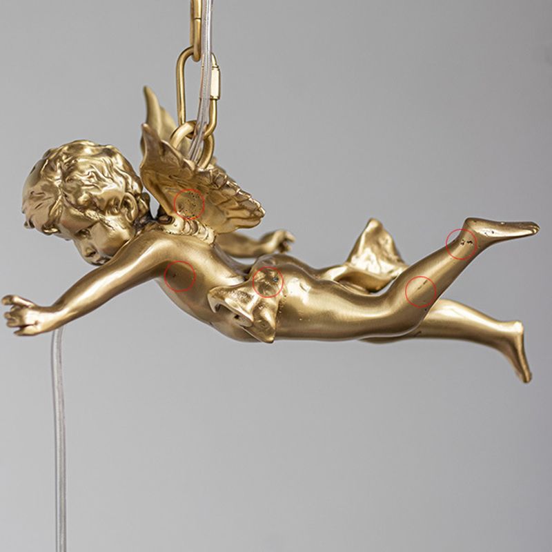 Luxury Indoor Pendant Light, Metal Angel Top 1-Light Pendant Lighting in Brass Color