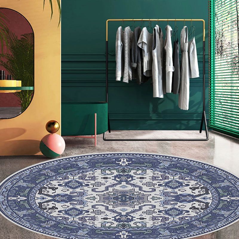 Vintage Round Teppich traditioneller Teppich Easy Care Polyester Anti-Rutsch-Teppich für Wohnkultur