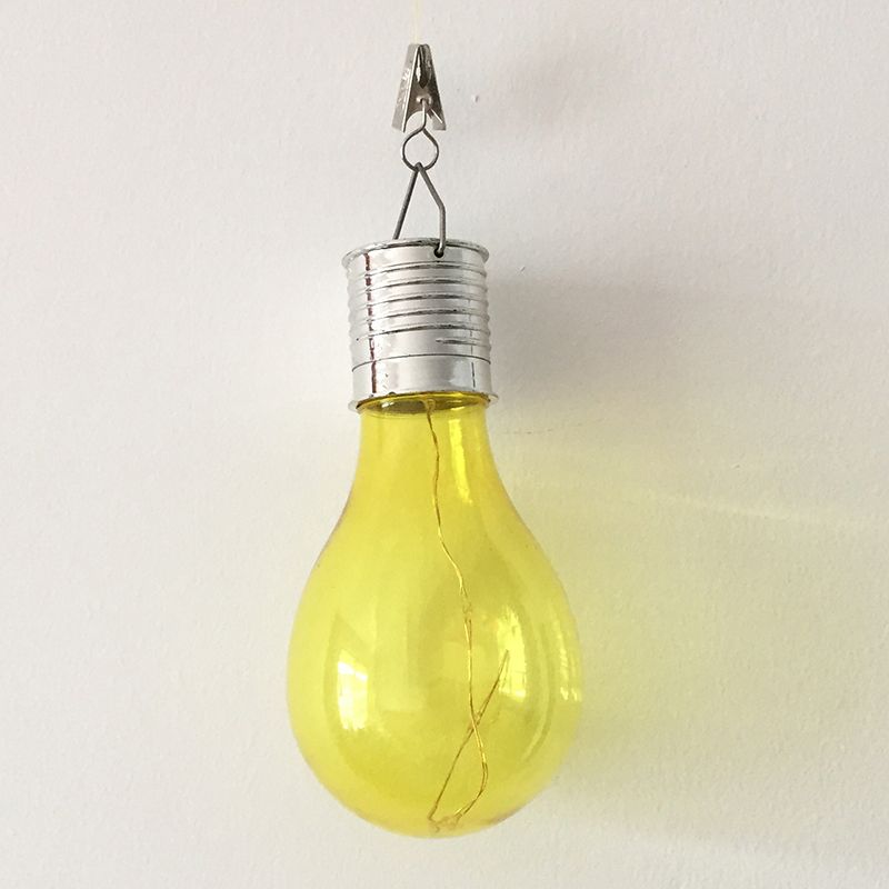 Bulb Shaped Backyard LED Hanging Light Metallic Minimalism Solar Pendant Lighting
