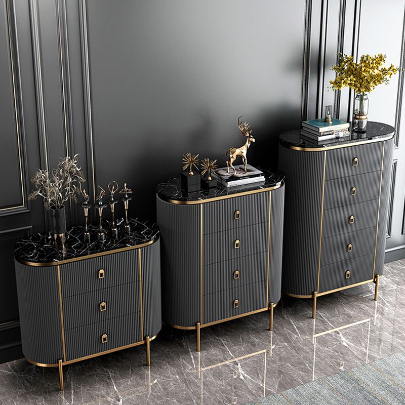 Glam Chest Bedroom Stone Vertical Storage Chest with 3 Drawers