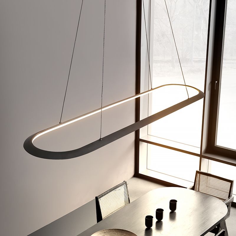 1 Light Oval Island Lights Contemporary Metal Island Lighting Ideas for Kitchen