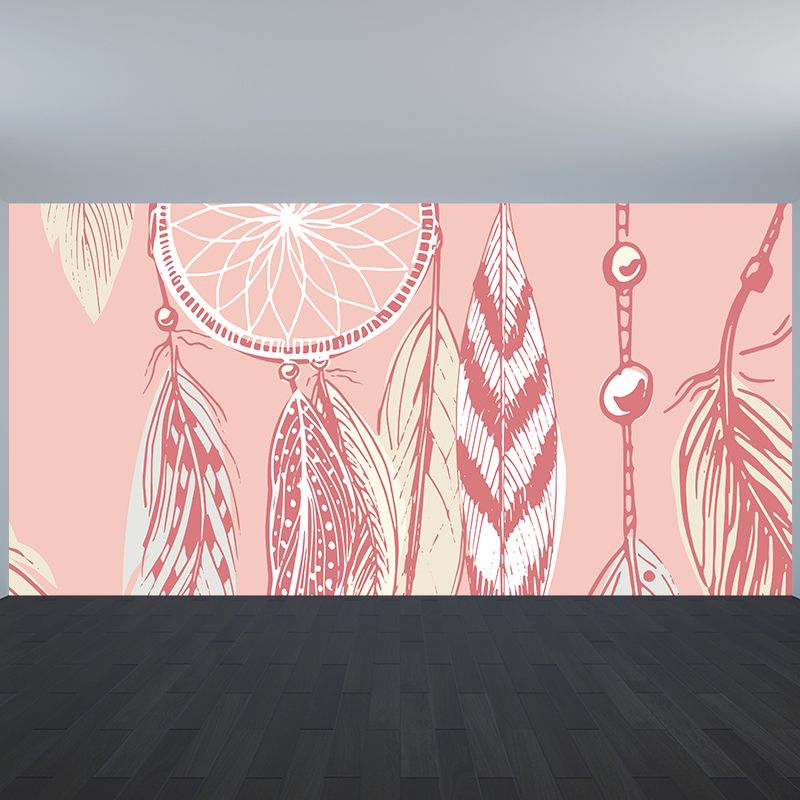 Illustration Dreamcatcher Wall Mural for Living Room, Light Color, Custom Size Available