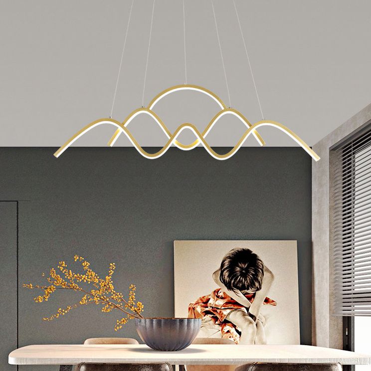 Wave Metal Suspension Pendant Light Contemporary Style LED Chandelier Lighting Fixture