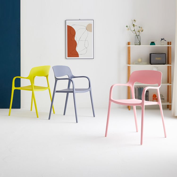 Plastic Stackable Dining Chair Contemporary Design Multicolor Arm Chair