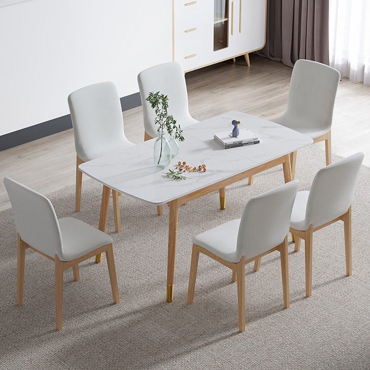 Modern Sintered Stone Top Standard Dining Set Rectangle White Dining Set for Kitchen