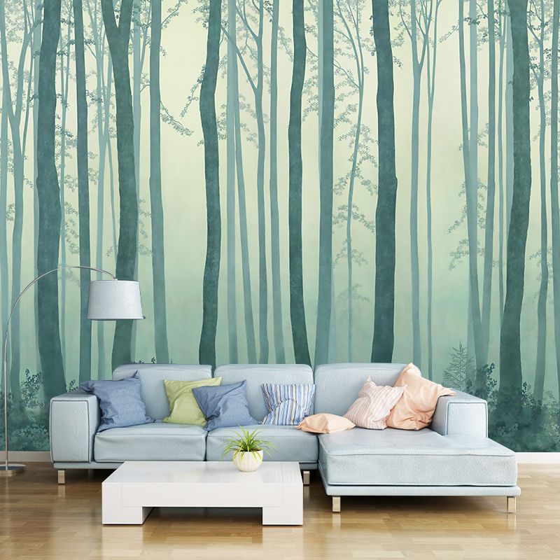 Misty Trees Wall Murals Decal for Living Room Forest Wall Decor, Made to Measure