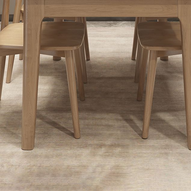 Modern White Stone Top Dining Table Rectangular Tabletop with Wood Legs