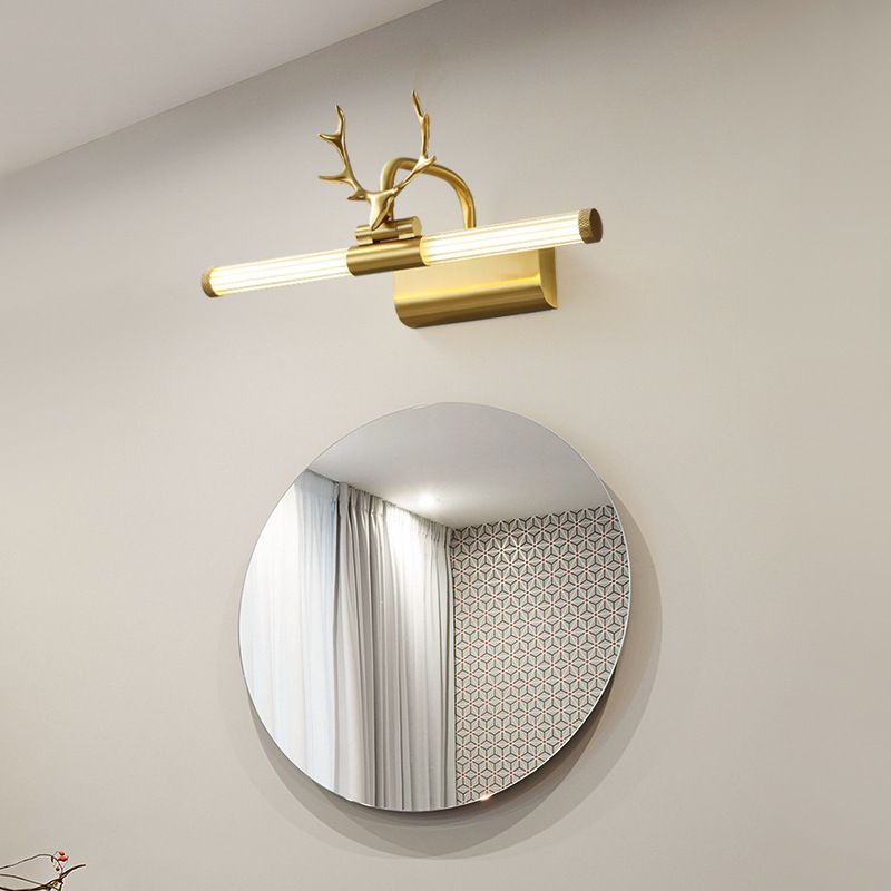Golden Postmodern Antlers Wall Sconce One-Blub Metal Wall Mounted Lamps for Bathroom