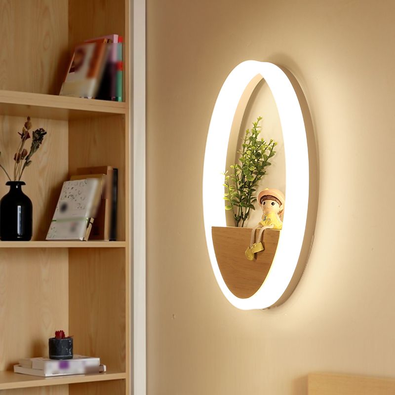 Moderne stijl ronde wandlampen hout 1 lichte wandlampen (decoratie niet inbegrepen)