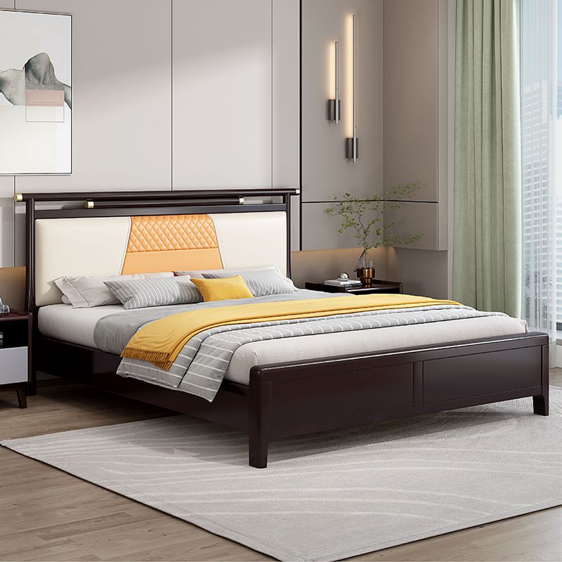 Upholstered Headboard Standard Bed Modern Rubberwood and Sleigh Bed