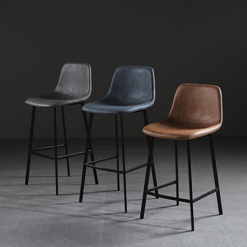 Nordic Style Leather Upholstered Barstool 4 Legs Bar Stool for Dining Room