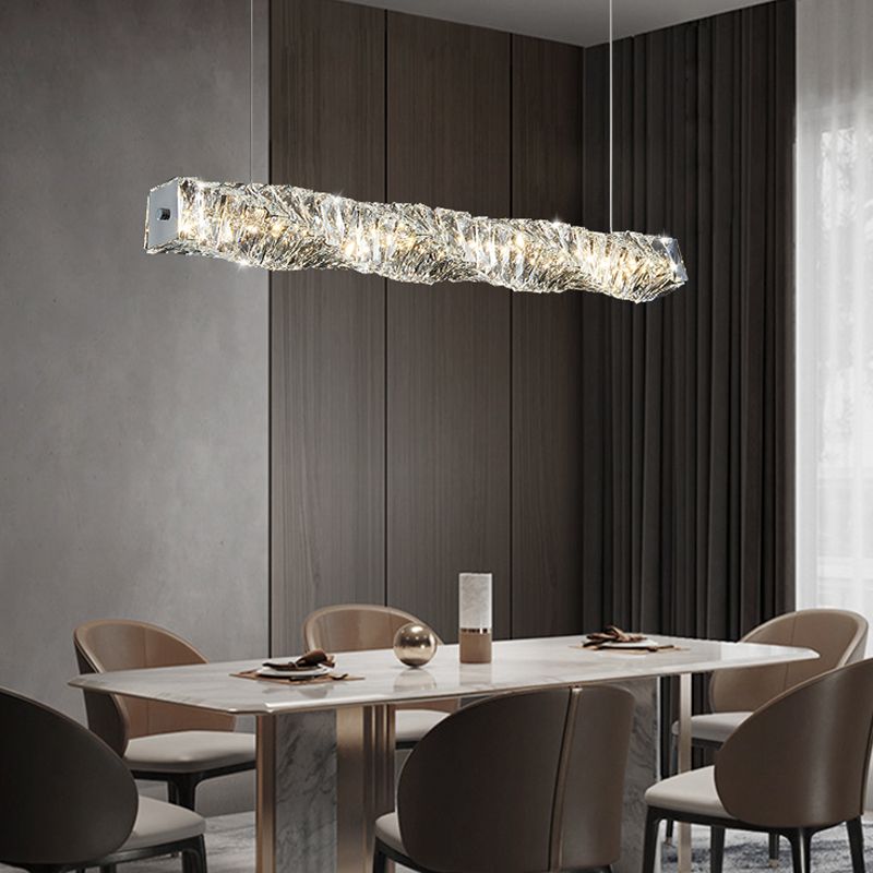 Modern Style Island Light 1-Light Island Hanging Light with Crystal Shade for Dining Room