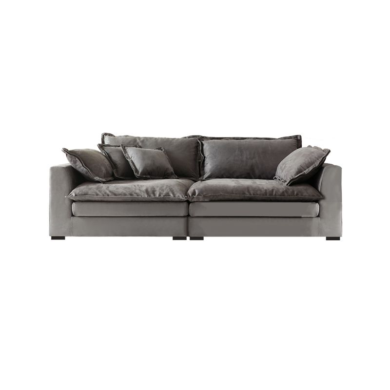 Slipcovered Stationary Living Room Pillow Top Arm Standard Gray Sofa