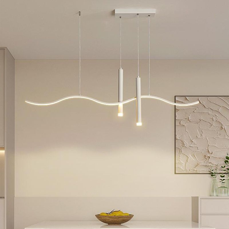 White Ceiling Light LED Contemporary Kitchen Island Lighting for Dining Room