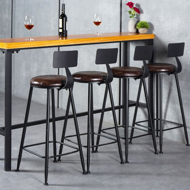 Modern Armless Backrest Counter Stool Iron Kitchen Bar Stool with Cushion