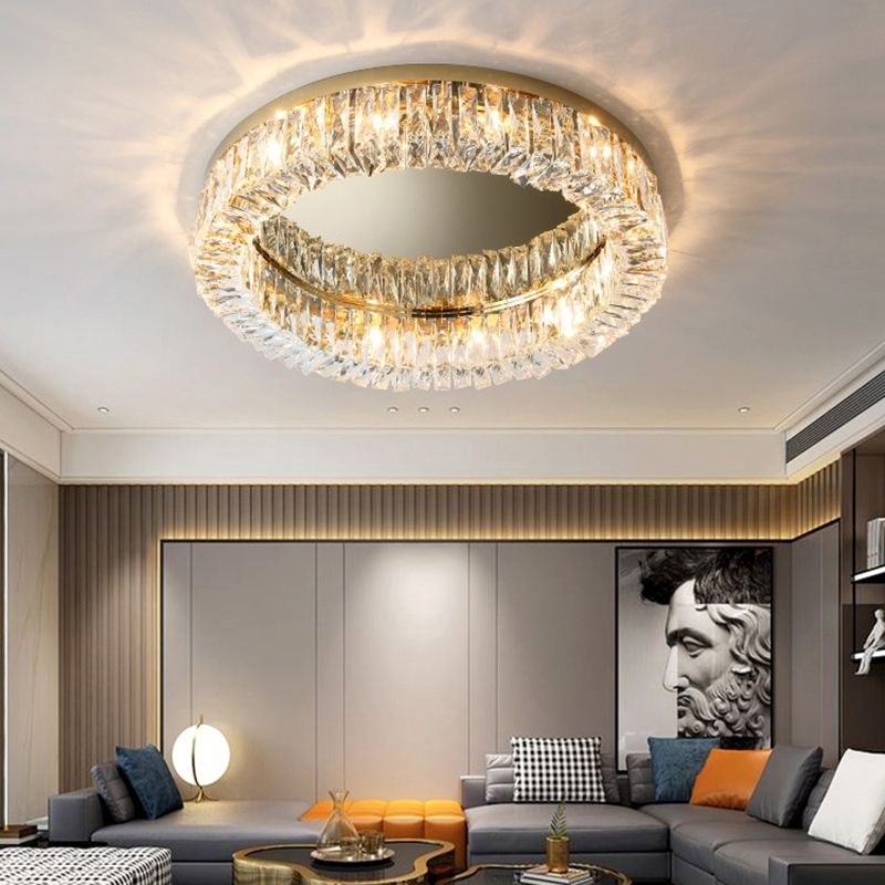 Beveled Cut Crystal Ring Flush Light Halterung Einfache Style Flush Mount Ceiling Light für Schlafzimmer