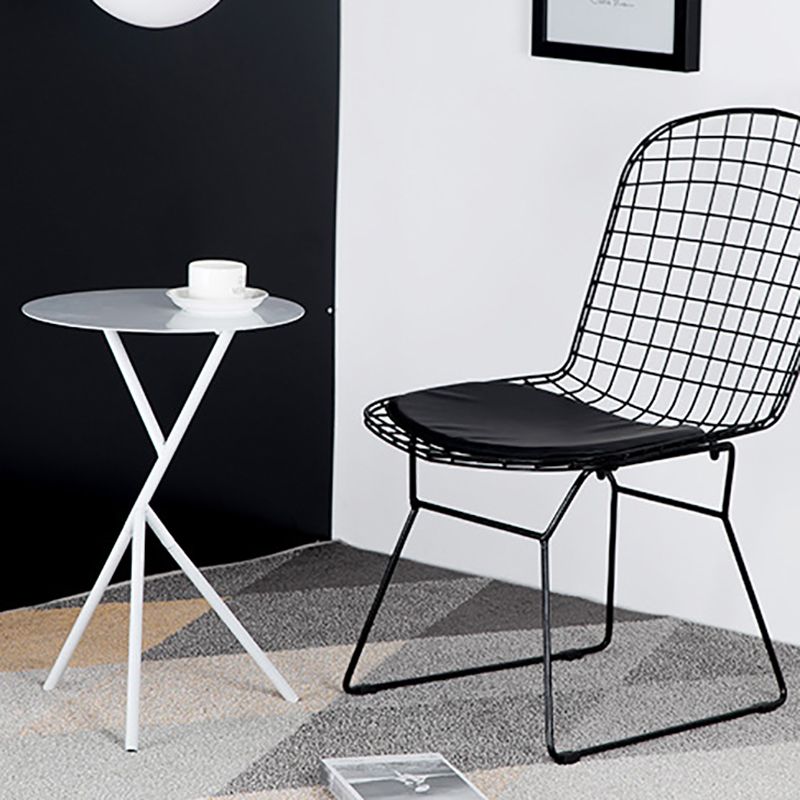 Mid-Century Round Side End Table Metal Cross Legs End Table, 22.8" Tall