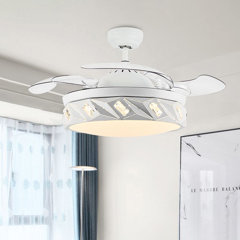 19,5 "W Geométrique de plafond Éclair LED MÉTAle moderne LED BLANC SEMI LAMPE MONT AVEC ACCENTEMENT DE CRISTAL ET 4 lames