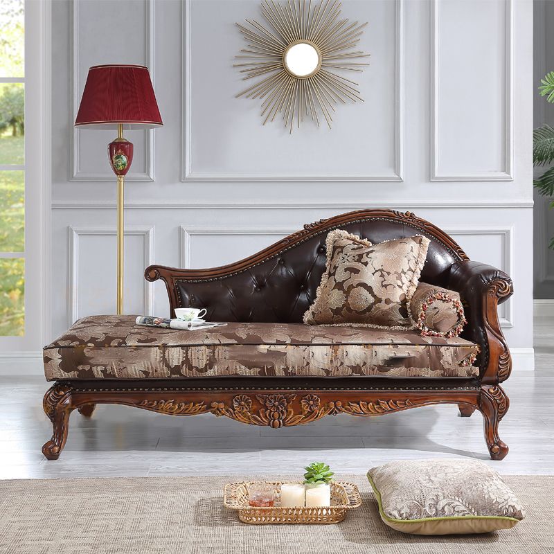 Traditional Upholstered Chaise Lounge Couch Fabric Chaise Lounge Chair with Arms