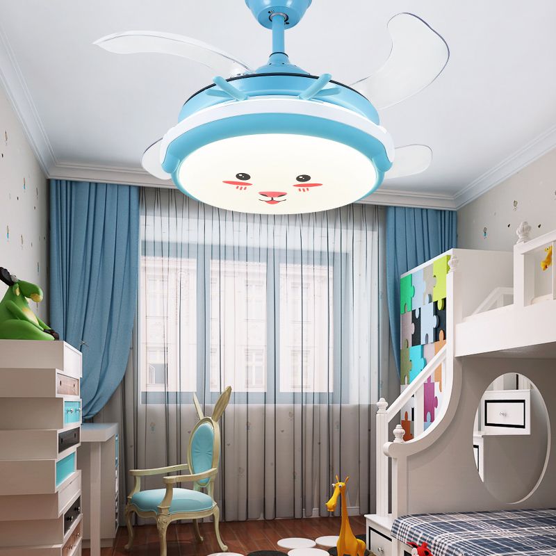 Cartoon Children dormitorio colgante ventilador de ventilador de ventilador de animales semi rascilla de techo luz de techo