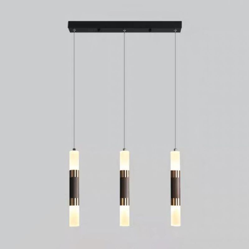 Acrylic Cylindrical LED Pendant Light in Modern Concise Style Wrought Iron Hanging Lamp for Bedroom