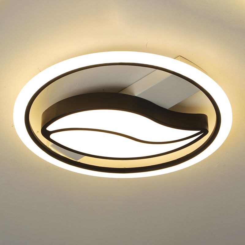 Acrylic Loop Semi Mount Lighting Minimalistic LED Flush Ceiling Light for Bedroom