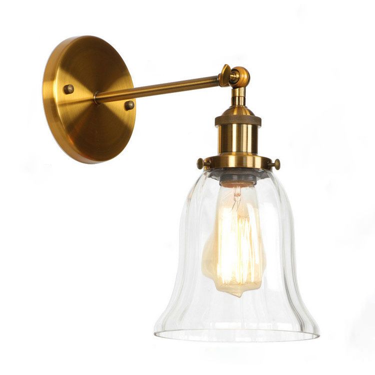 Illuminazione da parete geometrica vetro in stile industriale 1 luce sconce in ottone