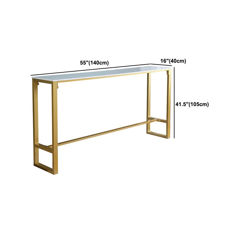 1/4/7 Pieces Glam Iron Bar Table Set Rectangle White Faux Marble Bistro Set with Footrest