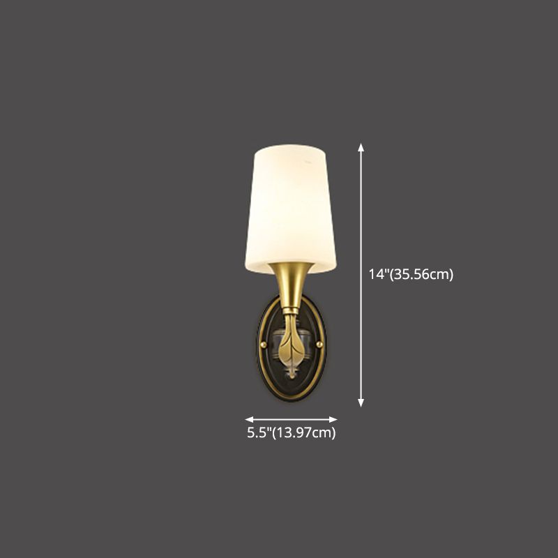 Cone Brass Wall Lamps 1-Light Modern Nordic Wall Mount Lamp for Bedroom